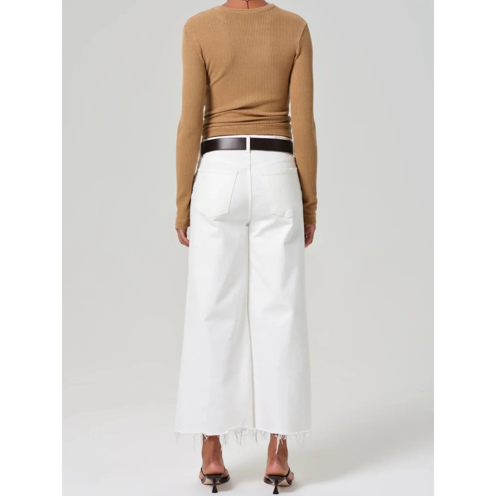 Citizens of Humanity Lyra Wide Leg Crop Soft White Raw Hem Size 30 - Picture 3 of 10